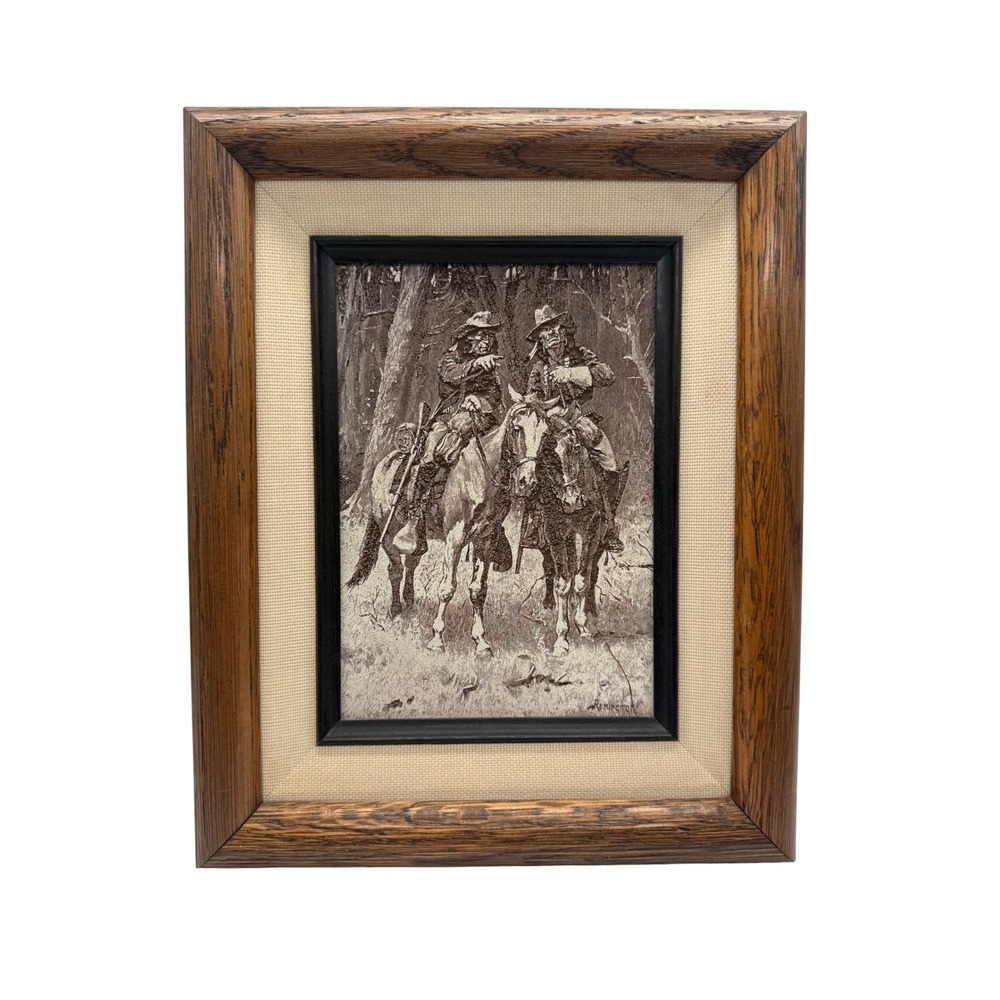Vintage 1970s Frederic Remington "Cheyenne Scouts" Embossed Vintage Framed Print